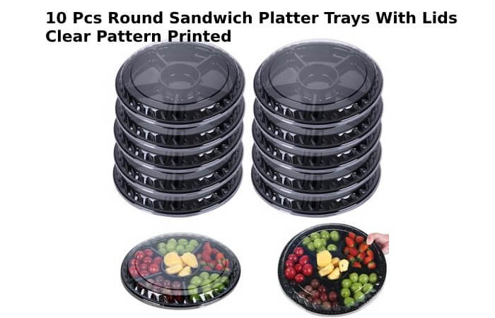 Round Sandwich Platter Trays With Lids Clear Pattern