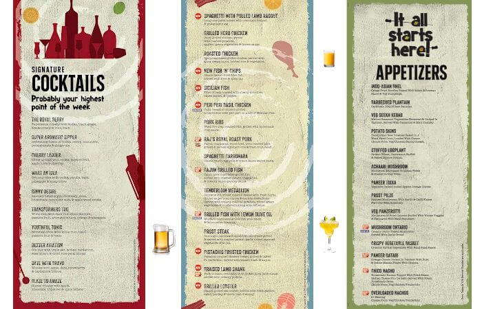 Menu of the Prost Jubilee Hills