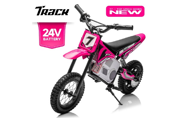 Track 7 24V Electric Dirt Bike, 250W Ride on Motorcycle with Twist Grip Throttle